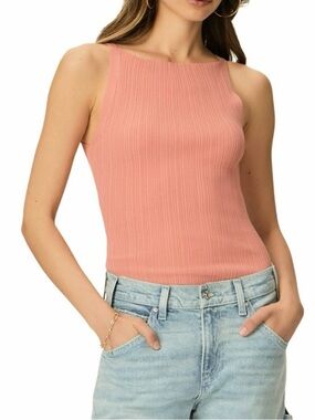 PAIGE Yuelia Ribbed Knit Stretch Sweater Tank Top Pink Rust Terracotta XS NWT